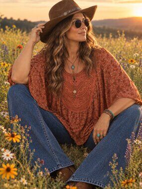 Indigo Thread Co. bohemian butterfly flutter-sleeve tunic top